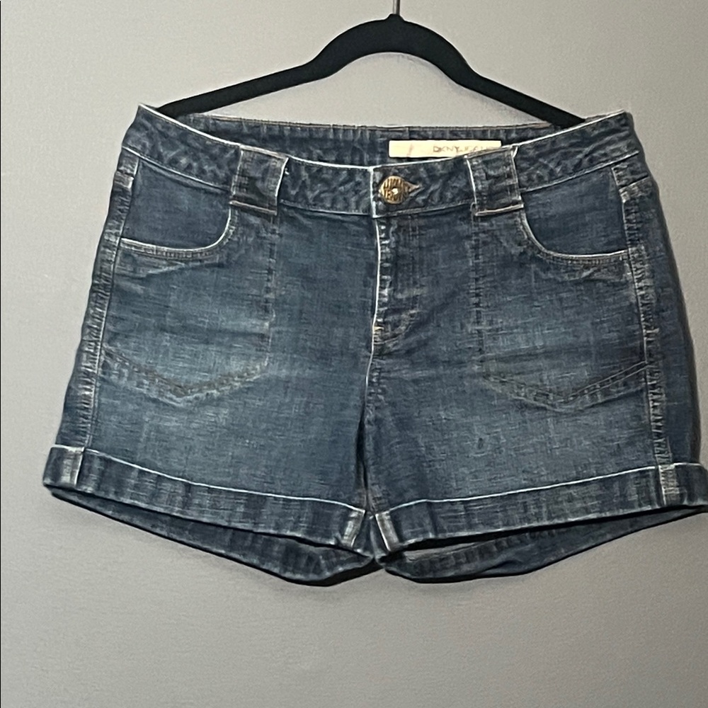 DKNY Dark Blue Denim Cuffed Jean Shorts